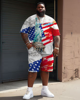 Men's Plus Size Independence Day Flag Statue Of Liberty Print Large Men's Suit